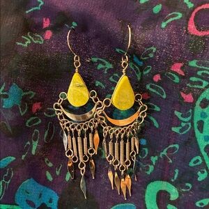 ALPACA SILVER AND LIME GREEN QUARTZ EARRINGS - NWT